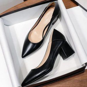 Polyhead thick heel soft leather noodles wear professional daily single shoes